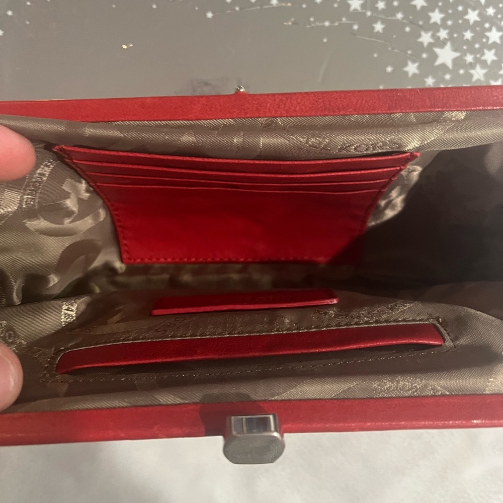 Michael Kors Scarlet Satin Clutch - Picture 6 of 8